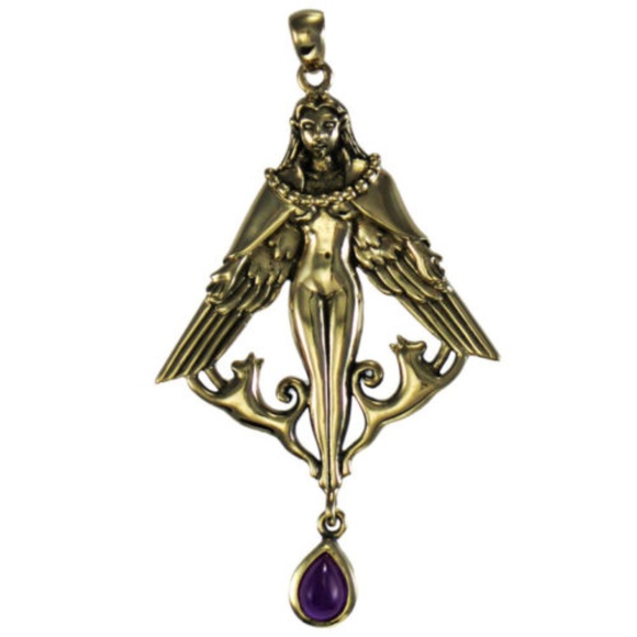 Large Freya Viking Goddess Pendant w/ Amethyst gemstone - Picture 11 of 11